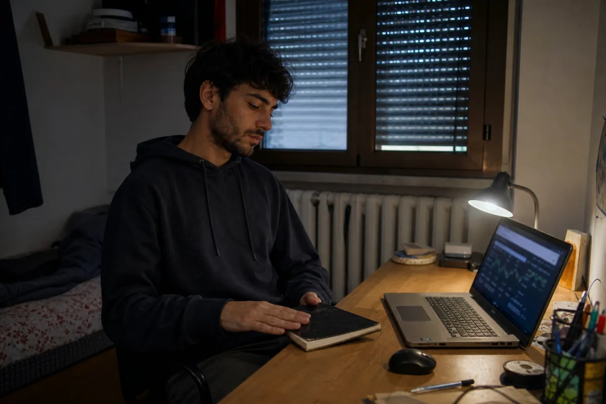 Trader riflessivo dopo una challenge non superata