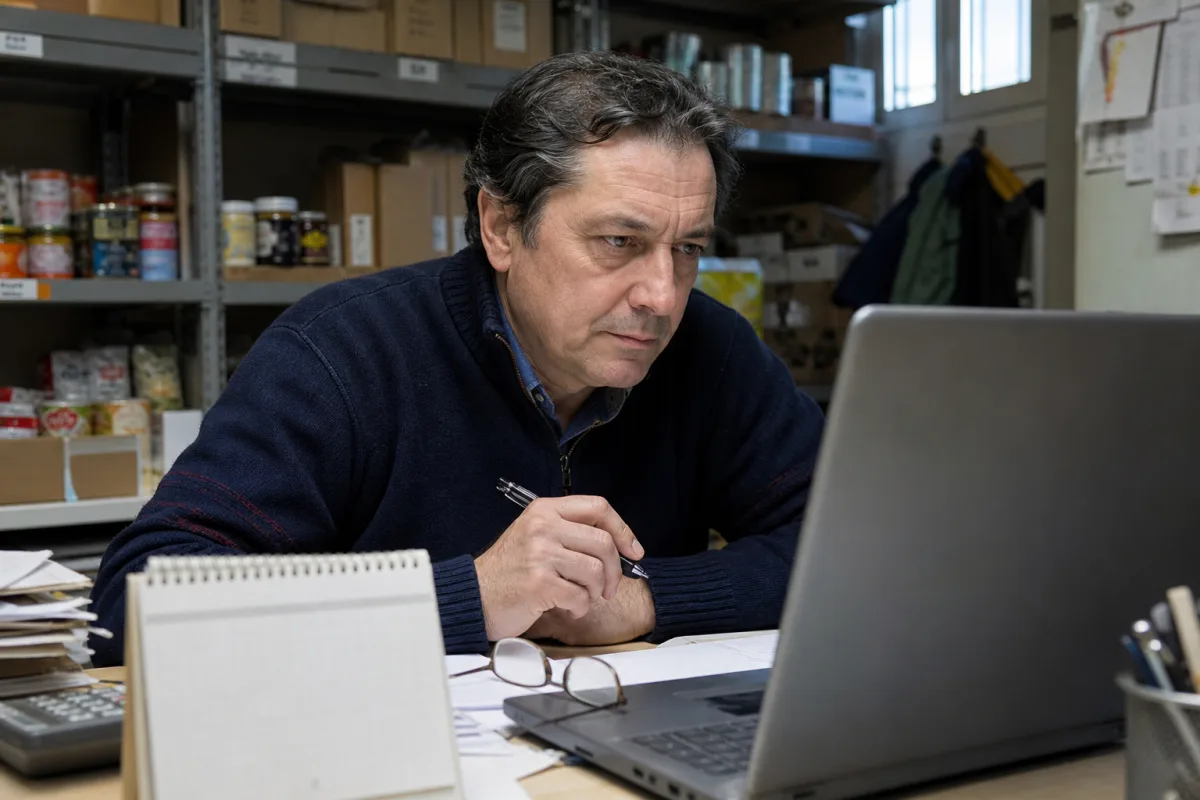 Commerciante che valuta con attenzione un'opportunità finanziaria online