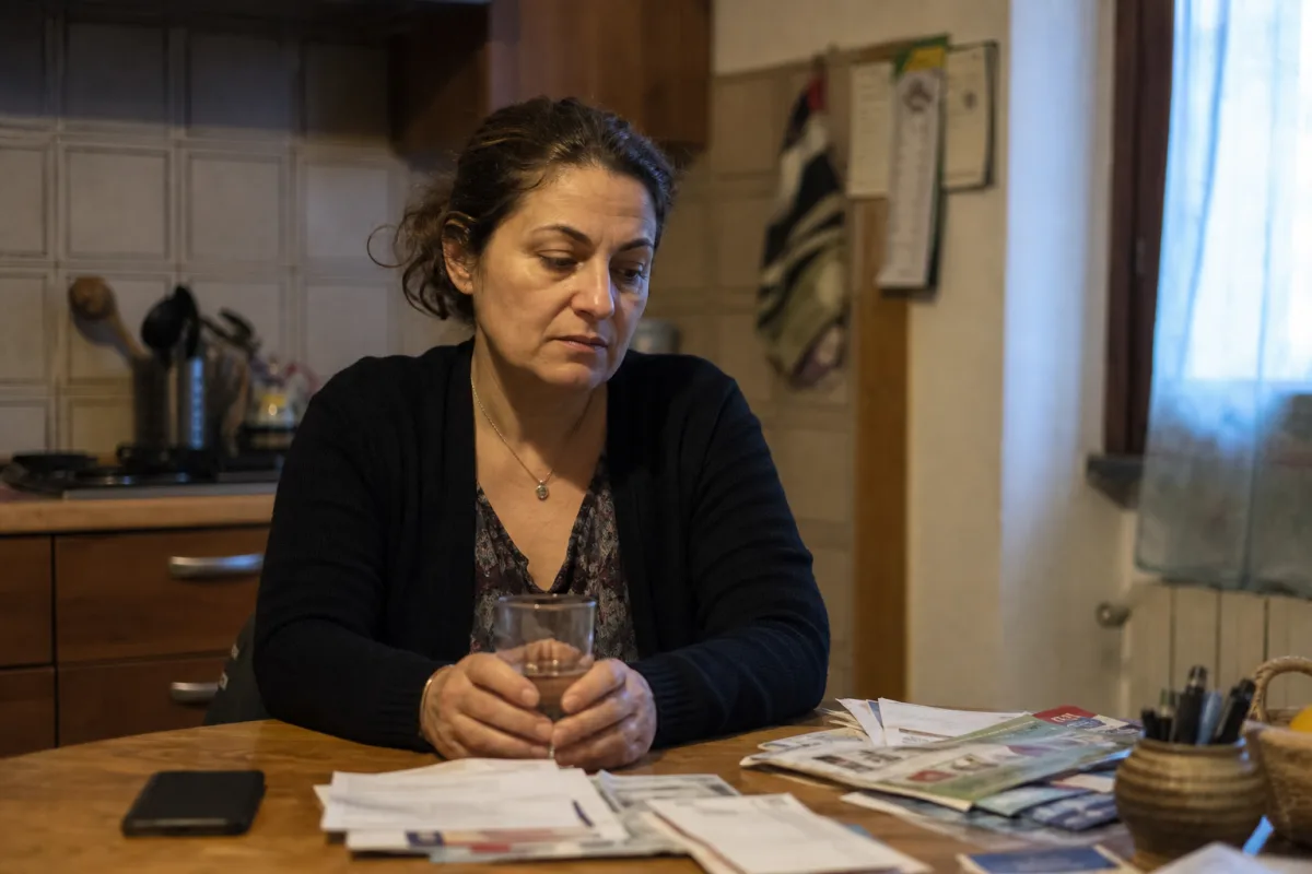 Persona che riflette in silenzio dopo una perdita economica